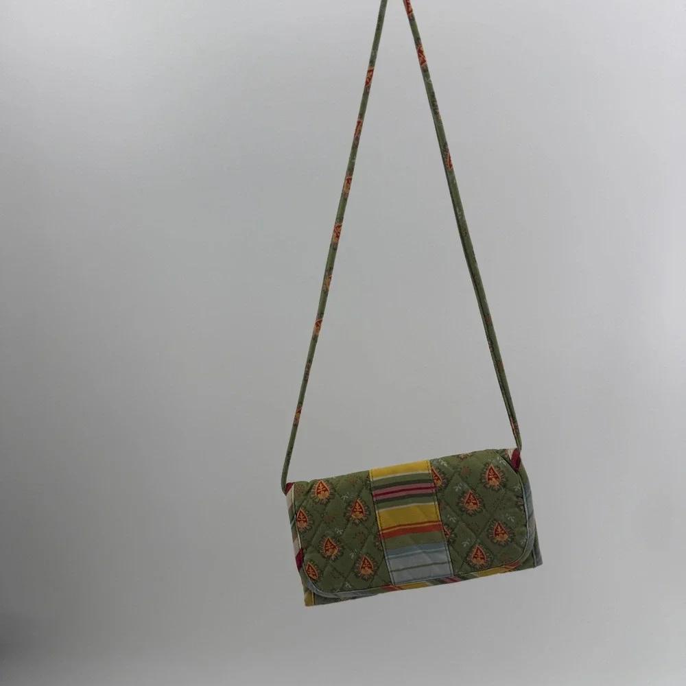 Longaberger Homestead Floral Quilted Crossbody Wallet Purse Removable Strap